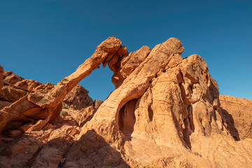 USA, Nevada, Clark County, Valley of Fire. The Elephant Rock formation has become one of the most recognizable symbols of this state park.