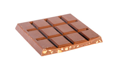 Chocolate with nuts isolated.