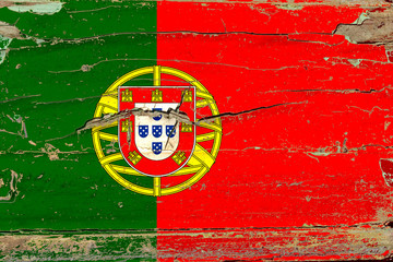 3D Flag of Portugal on wood