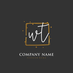 Handwritten initial letter W T WT for identity and logo. Vector logo template with handwriting and signature style.