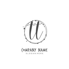 Fototapeta premium Handwritten initial letter T TT for identity and logo. Vector logo template with handwriting and signature style.