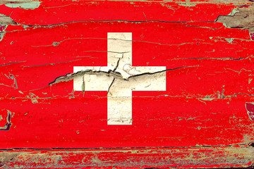 3D Flag of Switzerland on wood