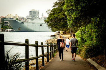 Couples were enjoying their holiday by walking in the park