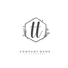Handwritten initial letter T TT for identity and logo. Vector logo template with handwriting and signature style.