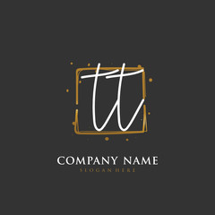 Handwritten initial letter T TT for identity and logo. Vector logo template with handwriting and signature style.