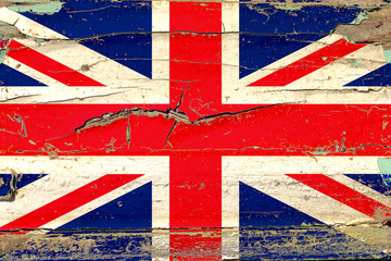 3D Flag of United Kingdom on wood