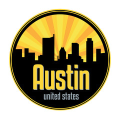Fototapeta premium Badge, label or stamp with Austin skyline