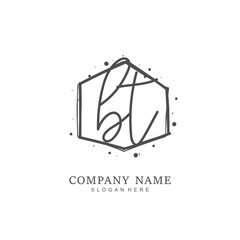 Handwritten initial letter B T BT for identity and logo. Vector logo template with handwriting and signature style.