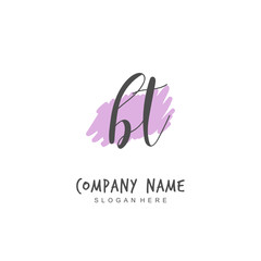 Handwritten initial letter B T BT for identity and logo. Vector logo template with handwriting and signature style.