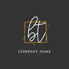 Handwritten initial letter B T BT for identity and logo. Vector logo template with handwriting and signature style.