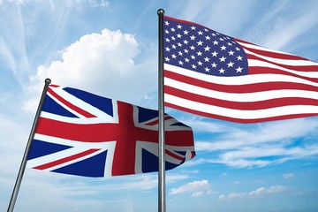 Obraz na płótnie Canvas 3D illustration of USA and United-Kingdom flag