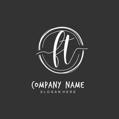 Handwritten initial letter F T FT for identity and logo. Vector logo template with handwriting and signature style.