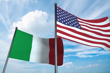 3D illustration of USA and Italy flag