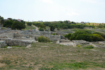 Fototapeta na wymiar The ruins of the ancient city of Chersonesos. Sevastopol, Crimea