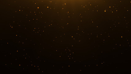 gold particles abstract background with shining golden Floating Dust Particles Flare Bokeh star on Black Background. Futuristic glittering in space.