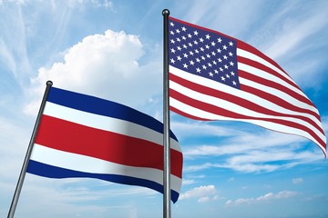 3D illustration of USA and Costa-Rica flag