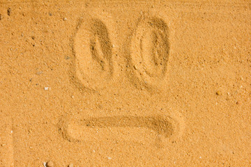 So so face images  emotion Draw on the sand and nature