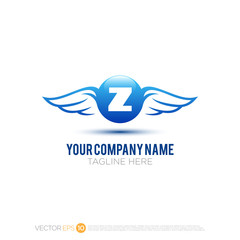 Pictograph of wing with sphere for template logo initial letter Z, icon, identity vector designs, and graphic resources.