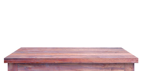wooden table isolated on white background with clipping path