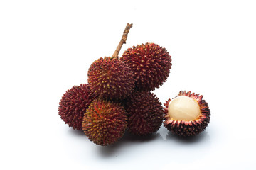 Pulasan or wild rambutan on isolated background