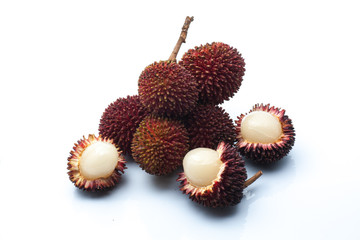 Pulasan or wild rambutan on isolated background