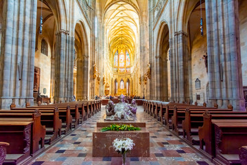 St. Vitus Cathedral interiors in Prague Castle, Prague, Czech Republic
