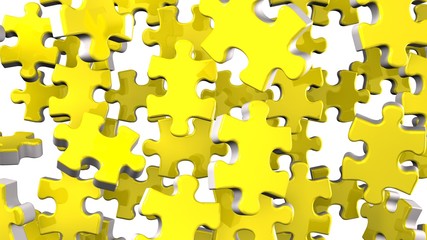 Yellow Jigsaw Puzzle On Black Background