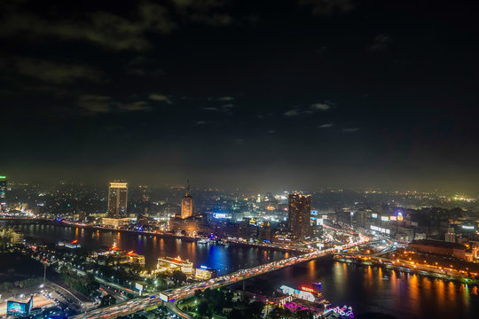 Cairo, Egypt The skyline at night.