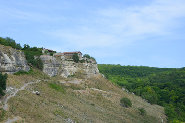 Fototapeta na wymiar Mountain landscapes of Crimea. On the way to the ancient Chufut-Kale
