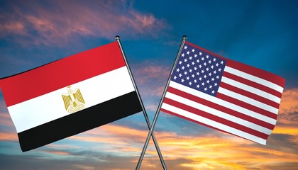 3D illustration of USA and Egypt flag