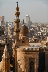 Fototapeta na wymiar Cairo, Egypt The Masjed Almahmodyah mosque and minaret.