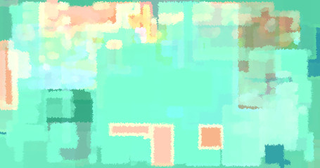 Mint color random rectangles, breezy abstract painting. Beautiful random colors background artwork. Painting in green color scheme with an accents