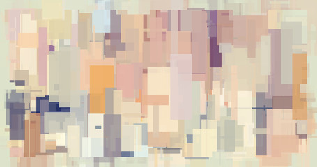 Random rectangles, digital abstract painting. Beautiful random colors background artwork. Painting in sand color scheme with an accents