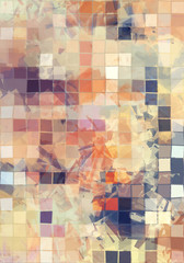 Purple and orange colored digital abstract painting. Beautiful random colors background artwork. Painting in sand color scheme with an accents