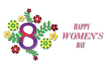 International Women's Day 8th March - concept of a card with flowers
