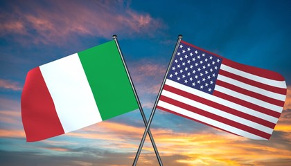 3D illustration of USA and Italy flag