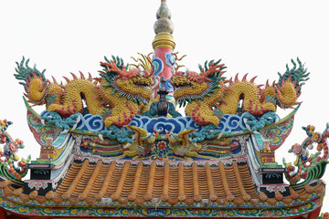 chinese dragon statue on the roof of temple 