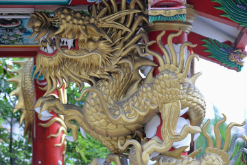 dragon statue in chinese temple    