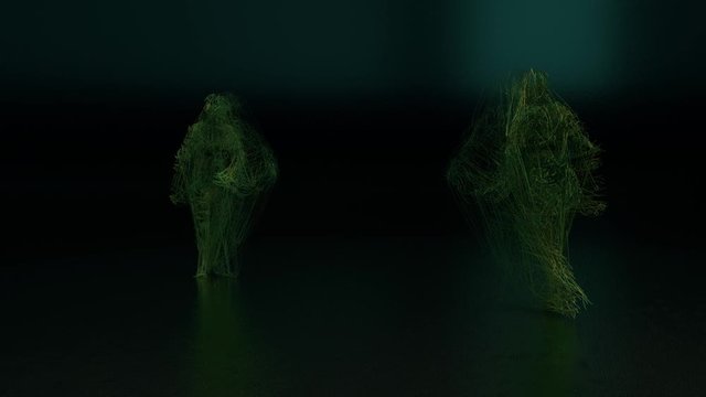 3D animation of two fantasy characters dancing