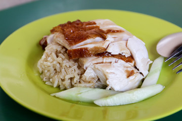 Grilled chicken rice of Tian Tian hainanese checken rice Singapore