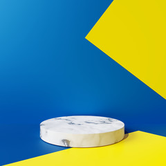 Marble podium product stand on abstract background. 3d rendering