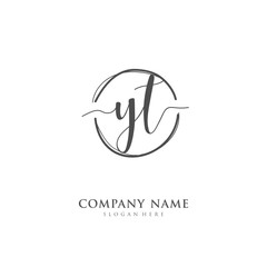 Handwritten initial letter Y T YT for identity and logo. Vector logo template with handwriting and signature style.