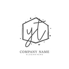 Handwritten initial letter Y T YT for identity and logo. Vector logo template with handwriting and signature style.