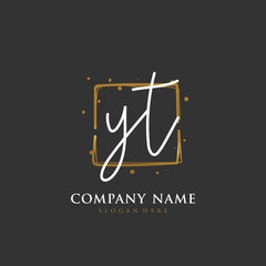 Handwritten initial letter Y T YT for identity and logo. Vector logo template with handwriting and signature style.