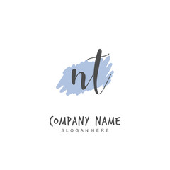 Handwritten initial letter N T NT for identity and logo. Vector logo template with handwriting and signature style.