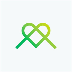 Initial letter AM with love element. creative minimal logo icon design with letter A M . elegant Logo template vector creative business. - VECTOR