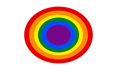 Round colorful rainbow sign. 6 LGBT colors symbol.Vector illustration. Concentric circle composition. Target banner.