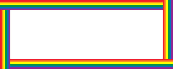 LGBT flag, Rainbow flag border frame design vector.