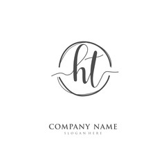 Handwritten initial letter H T HT for identity and logo. Vector logo template with handwriting and signature style.