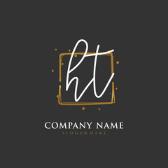 Handwritten initial letter H T HT for identity and logo. Vector logo template with handwriting and signature style.